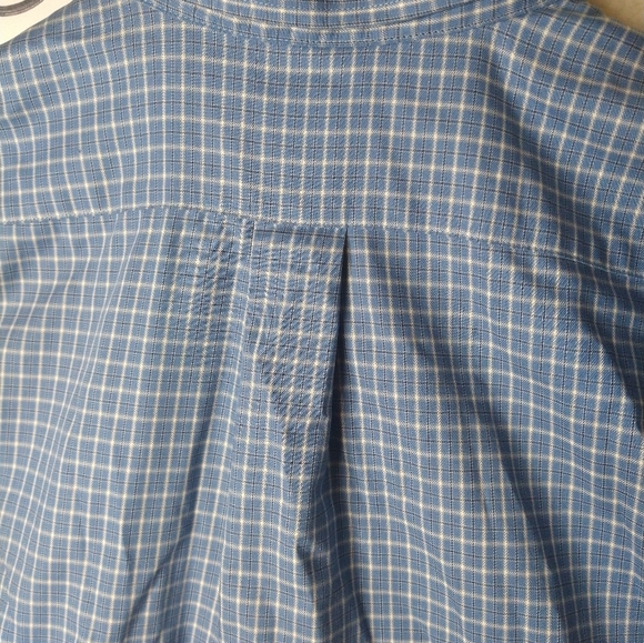 LL Bean Plaid Short Sleeve Mens Shirt Button Up 100% Cotton Blue Size Large - Picture 7 of 8